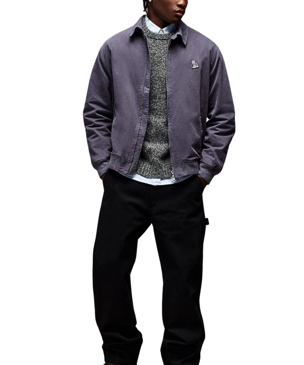 Garment Dyed Harrington Purple Jacket Mens