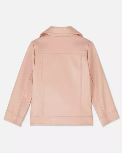 Girls Blush Pink Faux Leather Biker Jacket