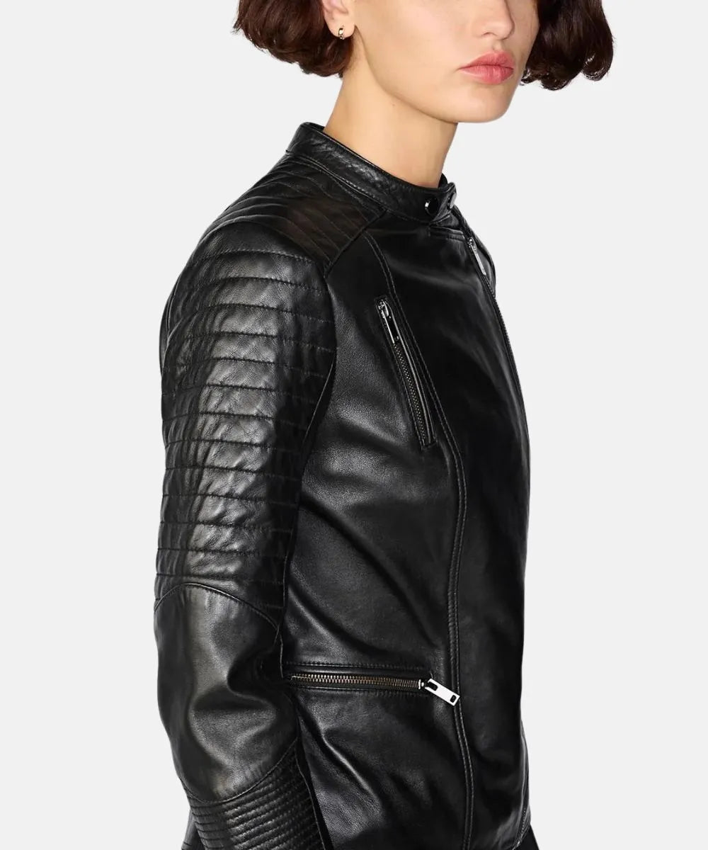 Hadley Quilted Black Leather Jacket