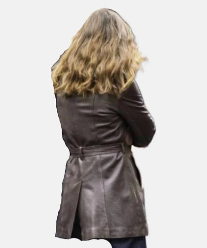 HelenWebbTVSeriesBlackDoves2024KeiraKnightleyBrownLongLeatherCoatForSale