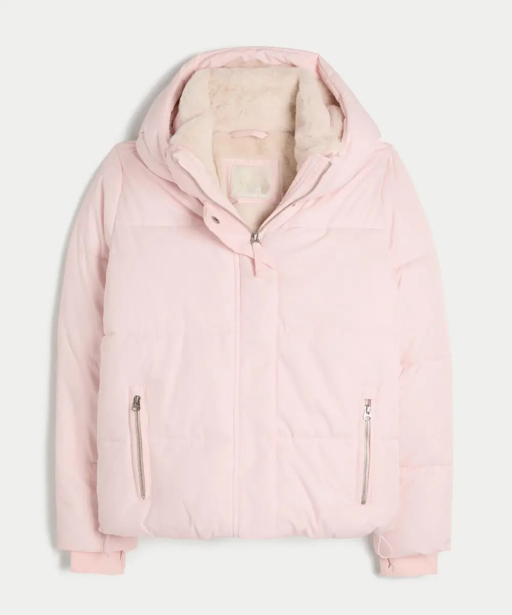 HollisterPinkPufferHoodedJacket