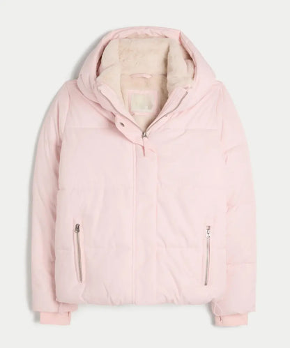 HollisterPinkPufferHoodedJacket