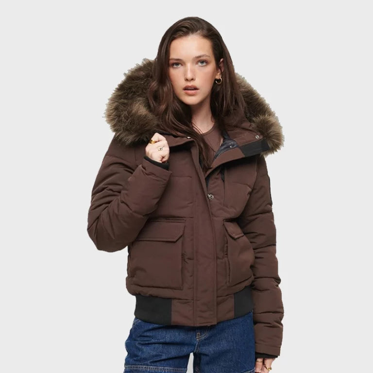 HoodedEverestPufferBomberjacketbrown