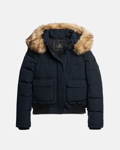 HoodedEverestPufferBrownBlueJacket