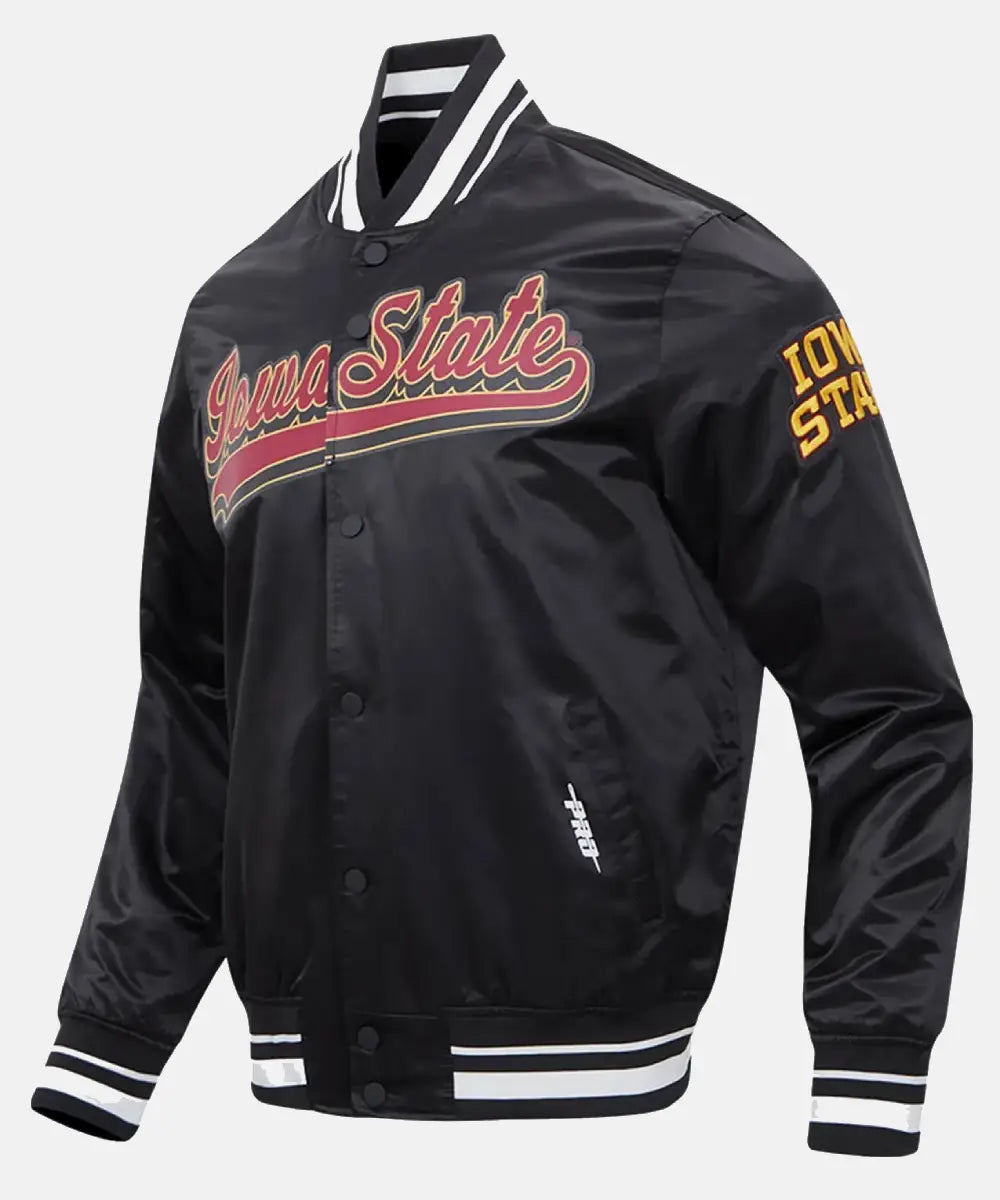 IowaStateBlackSatinBomberJacket