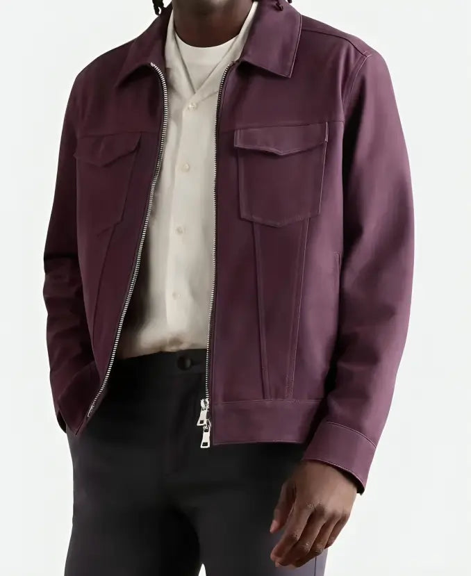 JoeBurrowSuperBowlPurpleSuedeLeatherJacket