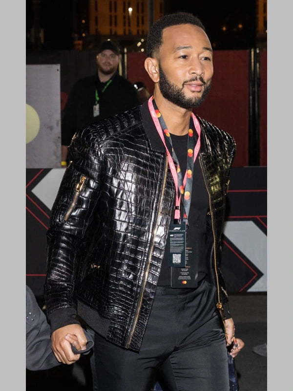 John Legend 2024 Las Vegas GP Crocodile Leather Jacket