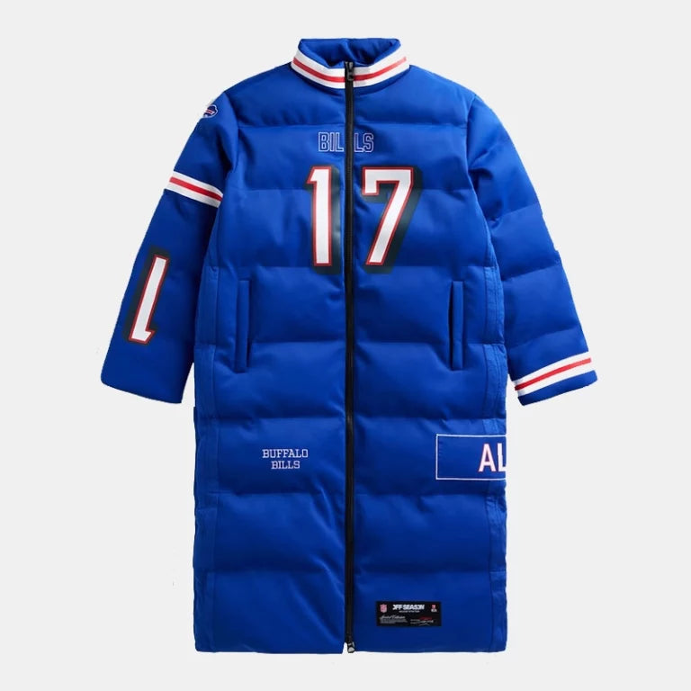 JoshAllenBuffaloBillsOffSeasonPlayerPufferLongCoat