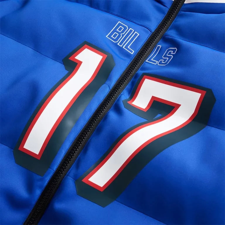 JoshAllenRoyalBuffaloBillsOffSeasonxNFLPlayerPufferCoatBlue