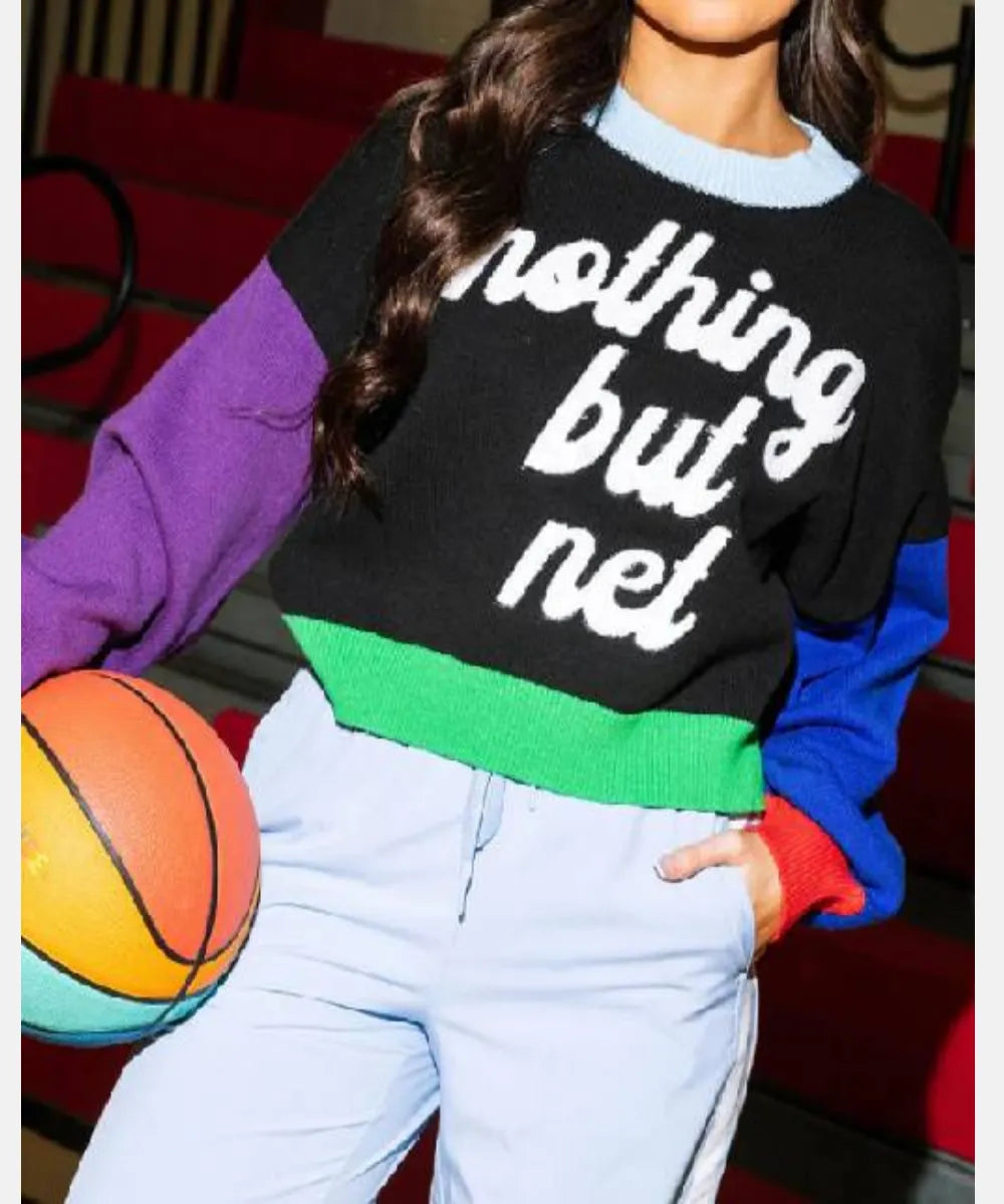 KimMulkeyColorblockNothingButNetSweater