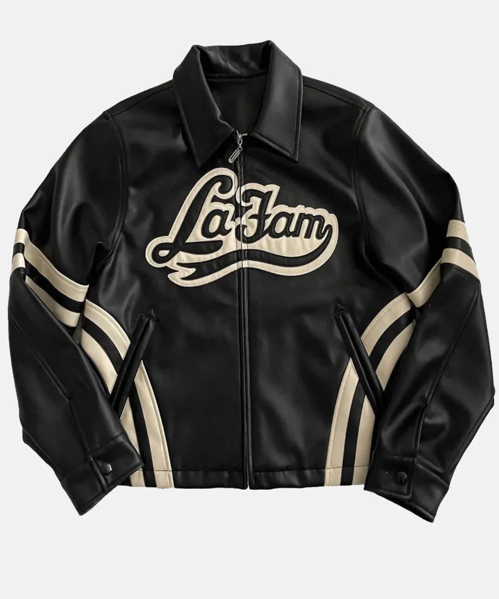 La Fam Retro Black Leather Jacket