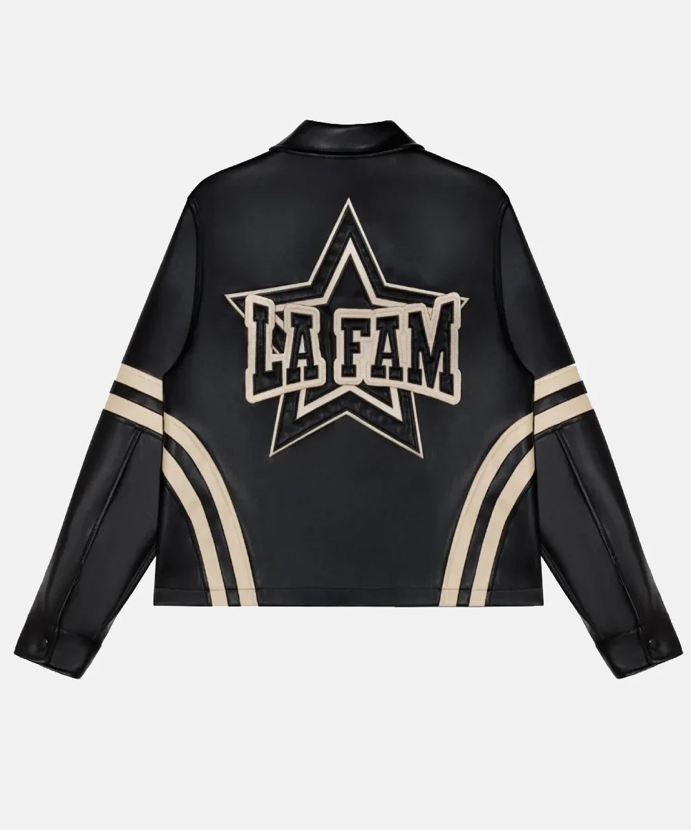 La Fam Retro Black Leather Jacket