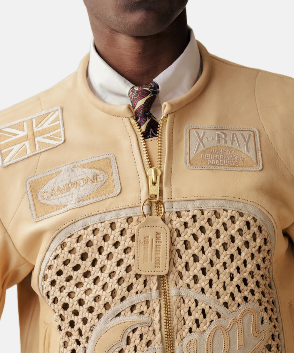 Aimé Leon Dore Vanson Raffia Leather Biker Jacket – TaylorJon Aimé Leon Dore Vanson Raffia Leather Biker Jacket – TaylorJon