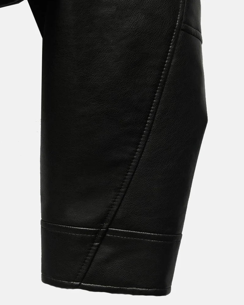 Leather Effect Cropped Biker Zara Leather Jacket