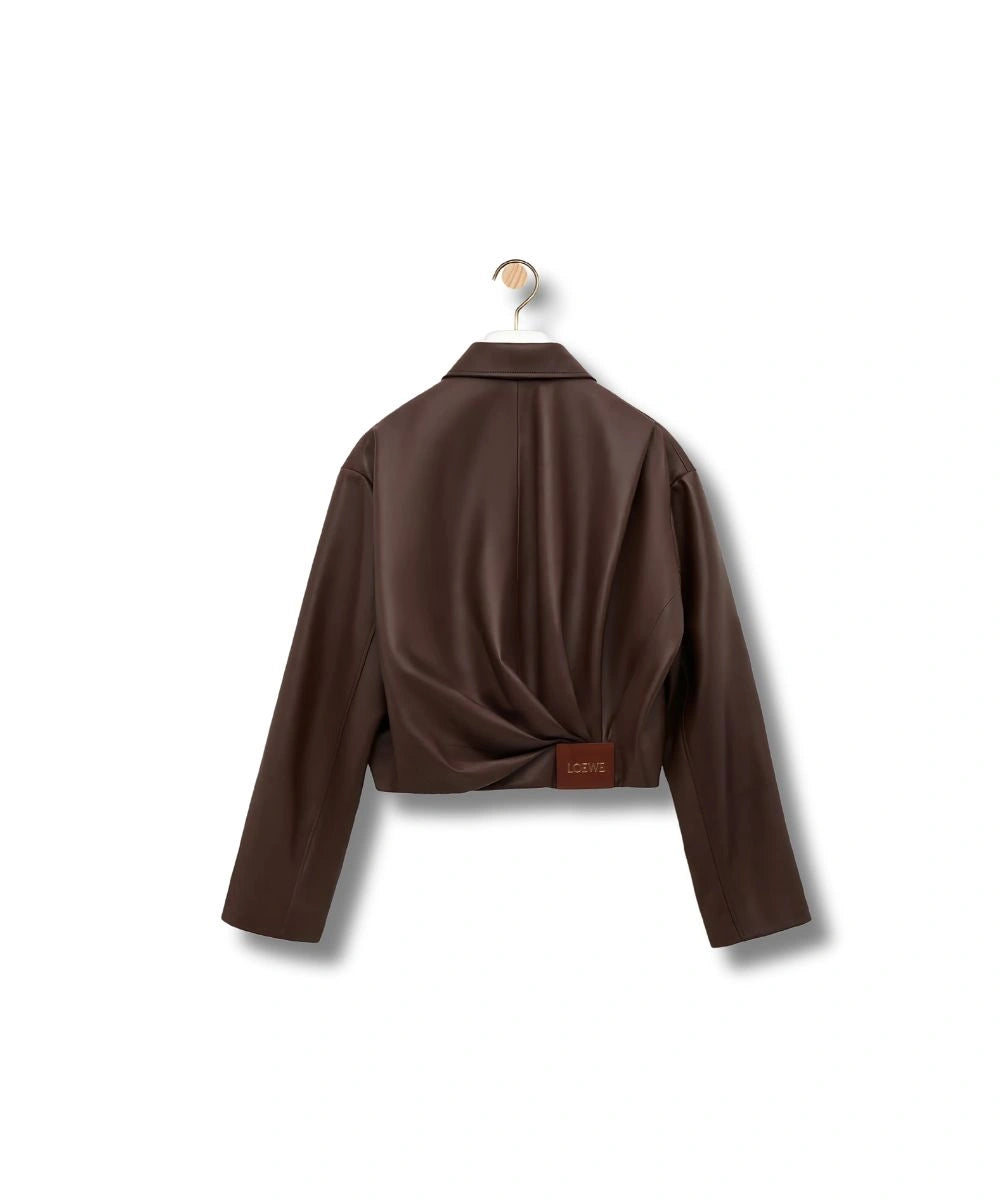 Loewe Draped Leather Jacket For Womens