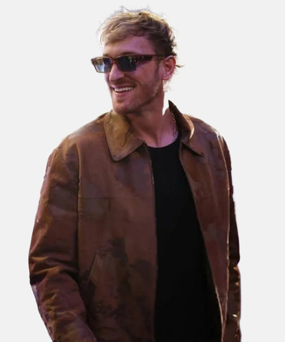 LoganPaulBrownLeatherJacket