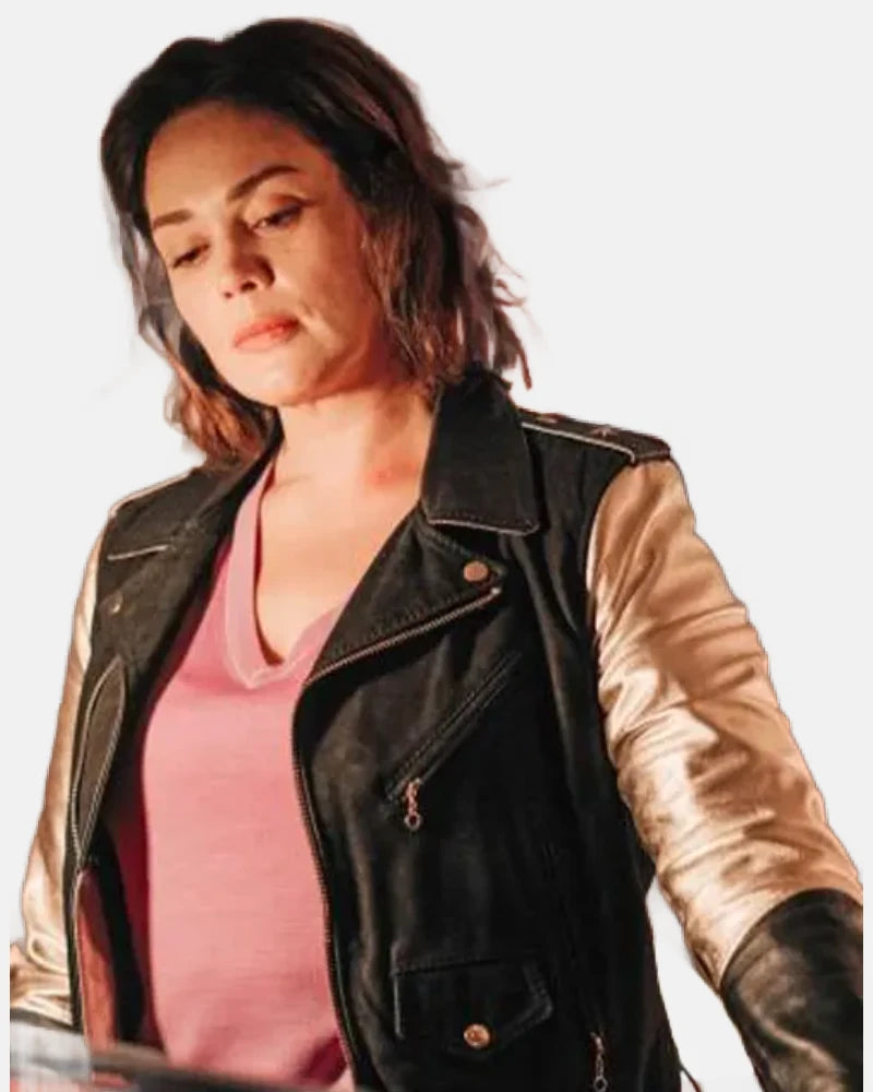 LolaDewaereMademoiselleHolmesTVSeries2024CharlieBlackLEATHERJacket