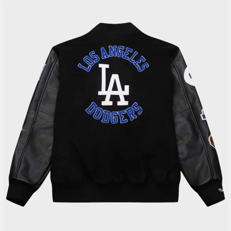 LosAngelesDodgersBlackOutCollectionVintageVarsityJacket