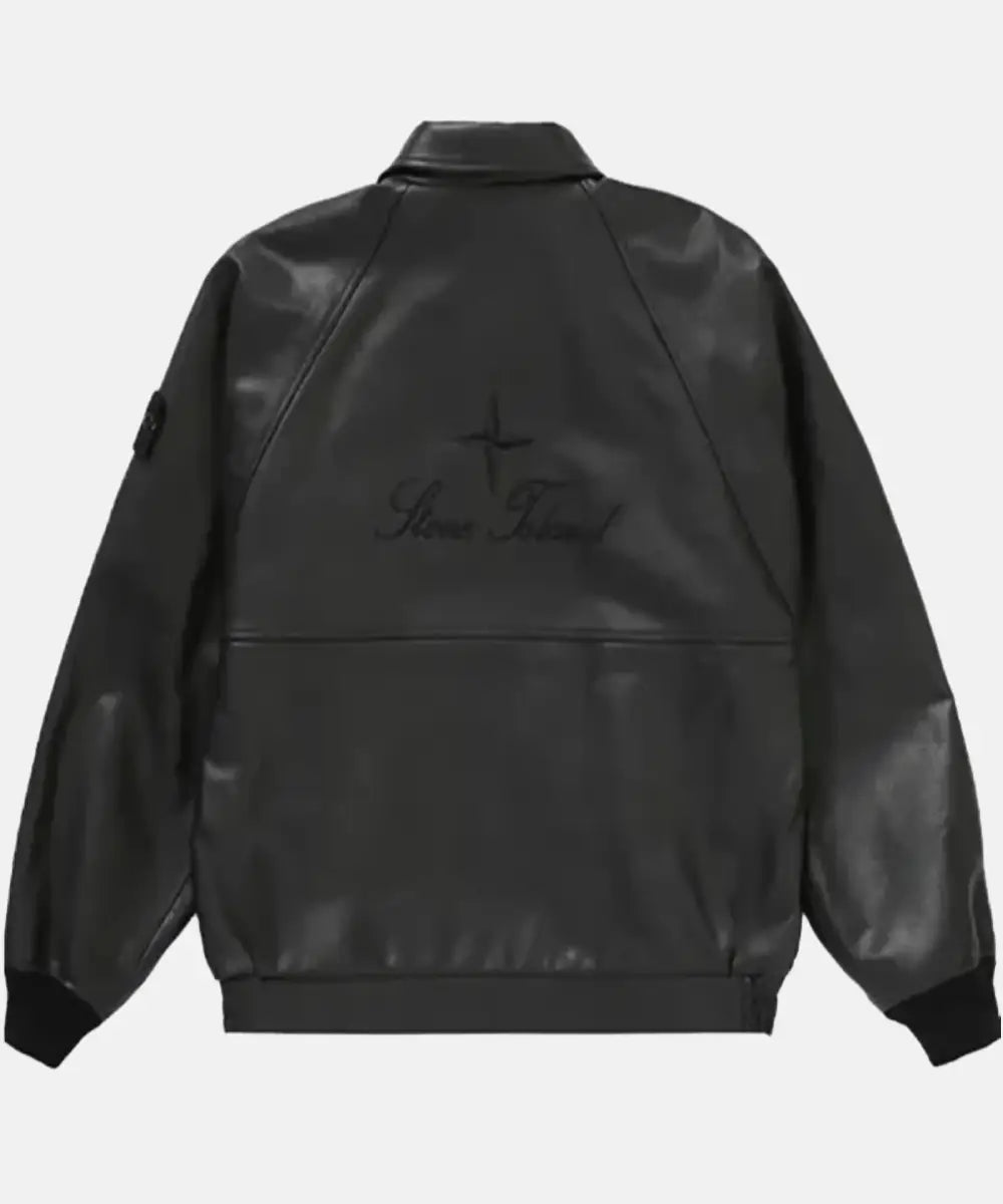 MenSupremeStoneIslandBlackBomberLeatherJacket