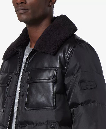 Men's Beaumont Aviator Puffer Faux Leather Trim Jacket
