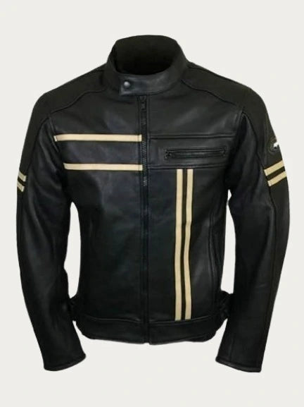 Men’s Black Retro Biker Leather Jacket