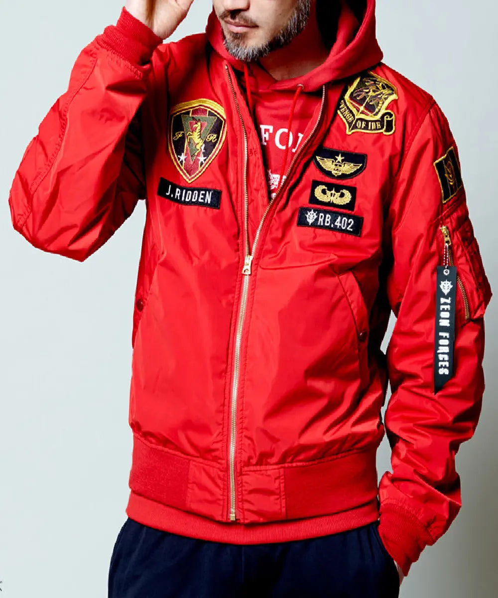 Men's STRICT-G x ALPHA Light MA-1 Bomber Jacket Red