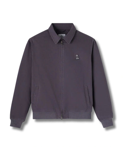 Mens Cotton Garment Dyed Harrington Jacket Purple