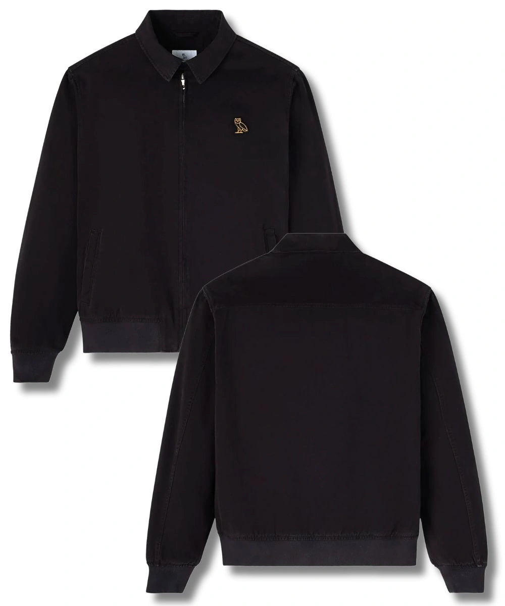 Mens Garment Dyed Harrington Jacket Black