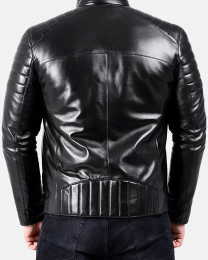 Men’s Padded Black Leather Biker Jacket