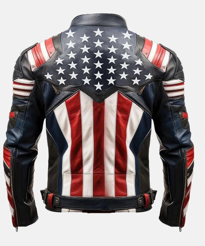 MensPremiumLeatherAmericanFlagMotorcycleLeatherJacket