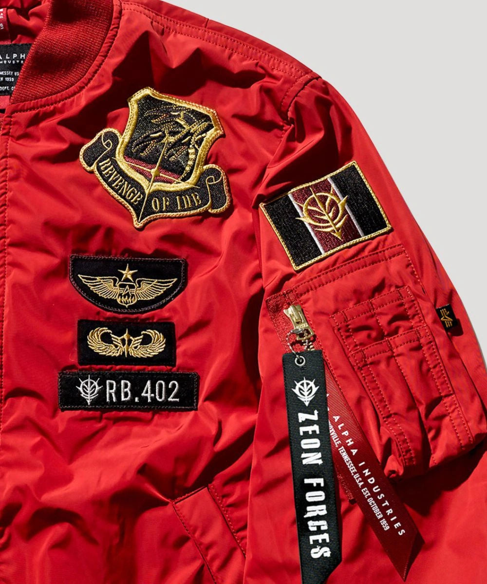 Mens STRICT-G x ALPHA Light MA-1 Bomber Jacket Red