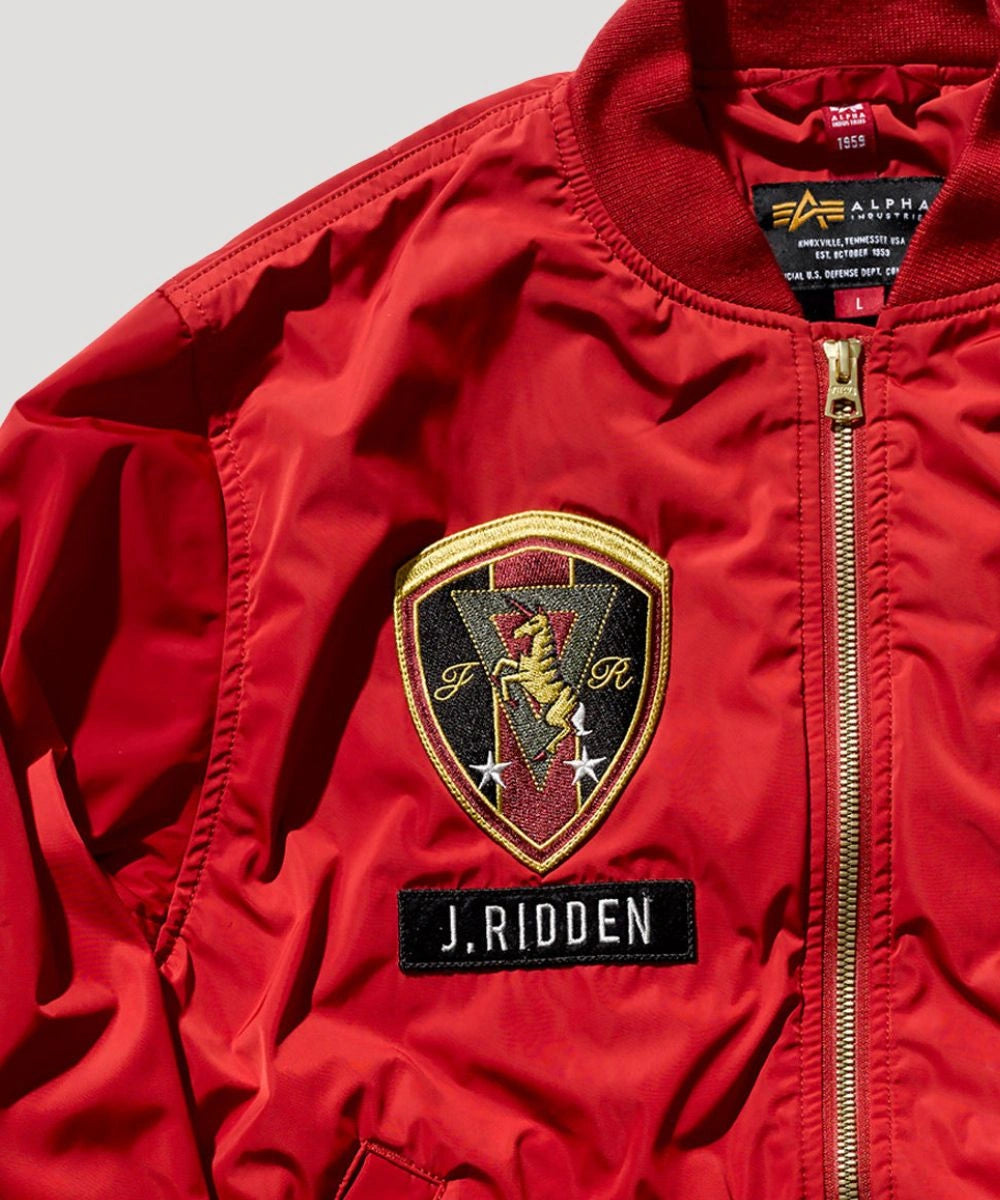 Mens STRICT-G x ALPHA Light MA-1 Jacket Red