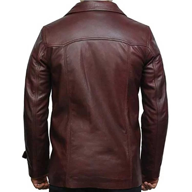 Mens Brown Trench Leather Coat