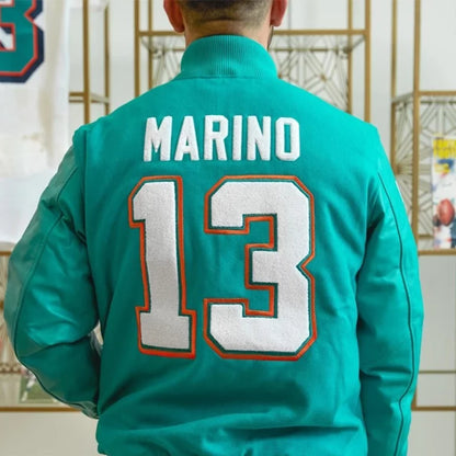 MiamiDolphinsHOMAGExStarterDanMarinoGOATVarsityJacket