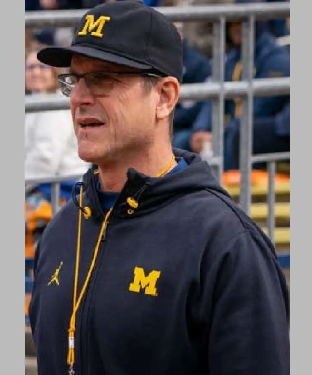 Michigan Wolverines Jim Harbaugh Blue Hoodie