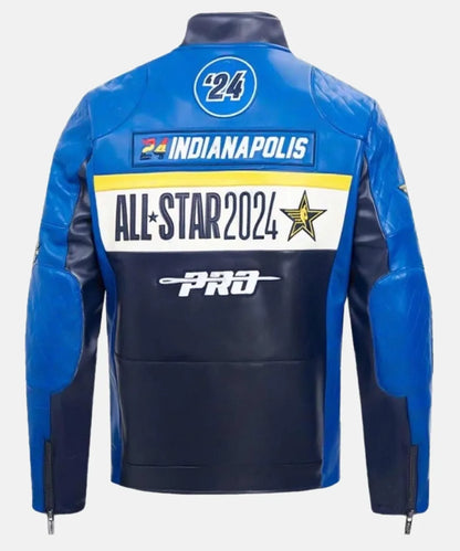 NBAAll-Star2024LilWayneBlueandNavyBlueLeatherBikerjacket