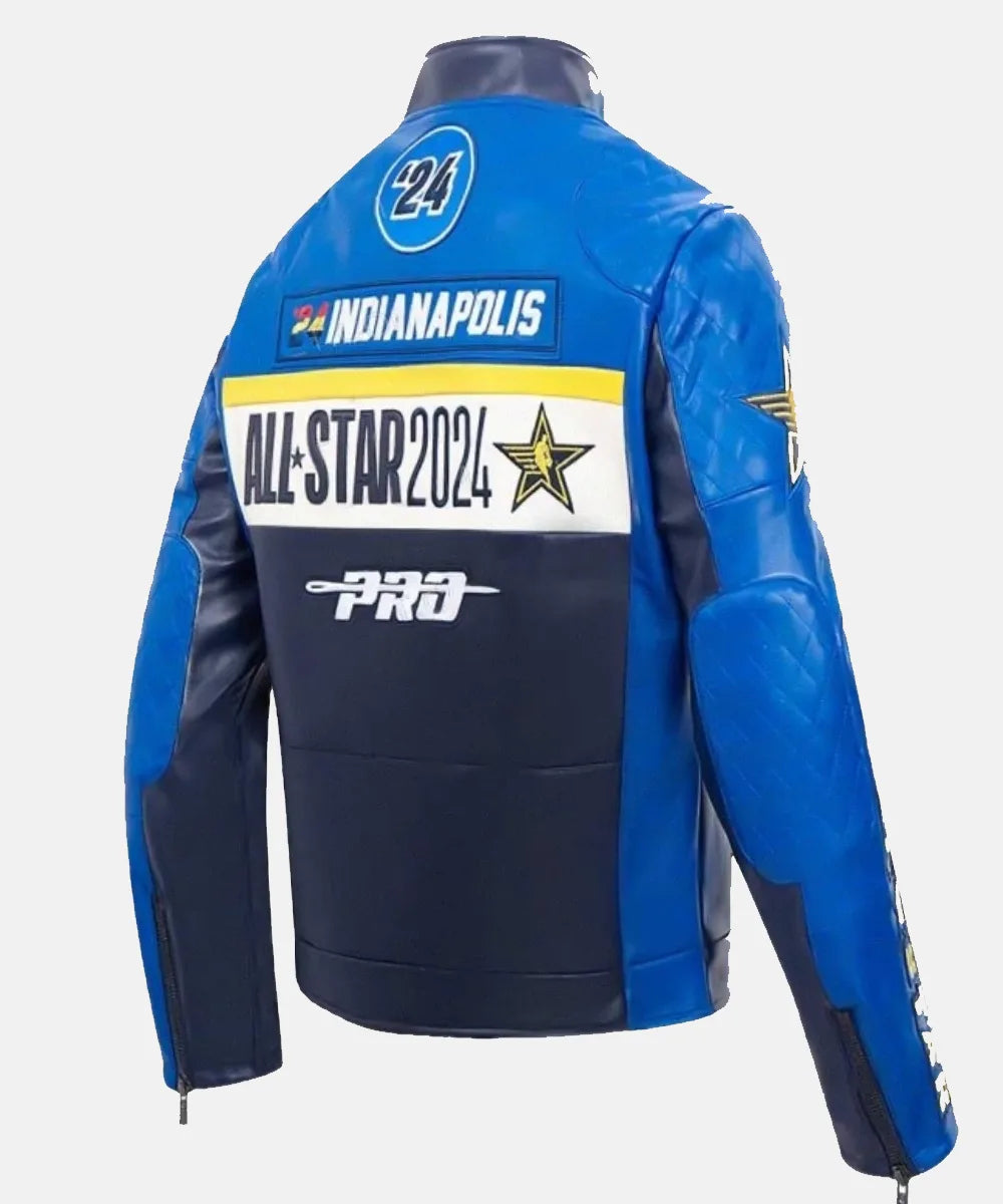 NBAAll-Star2024LilWayneBlueandNavyBlueLeatherJacket