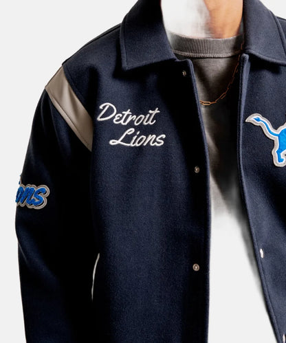 NFCNorthDivisionDetroitLionsVarsityBomberJacket