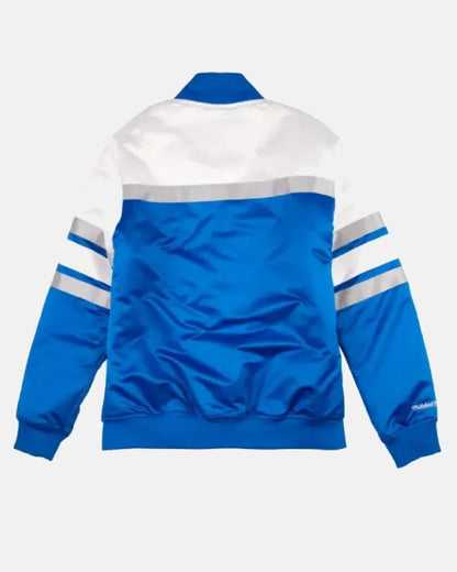 NFL Detroit Lions Blue and White Satin Varsity Bomber Jacket