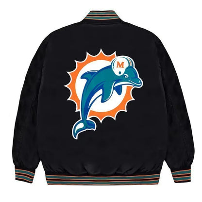 NFLMiamiDolphinsAquaBomberJacketSatin