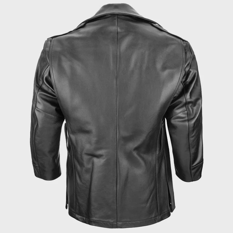 NYPD Cowhide Leather Long Jacket