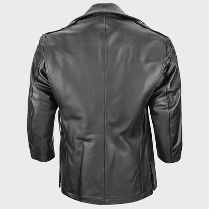 NYPD Cowhide Leather Long Jacket