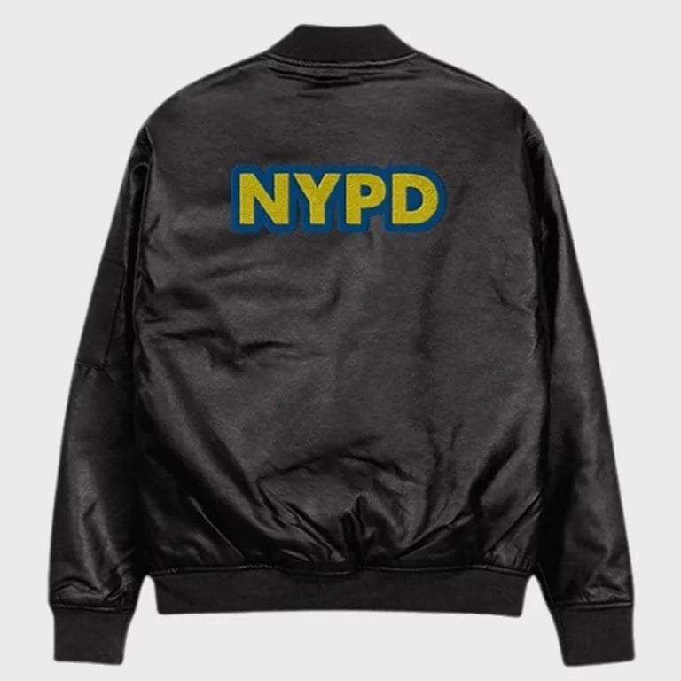 NYPD Leather Black Bomber Jacket Unisex