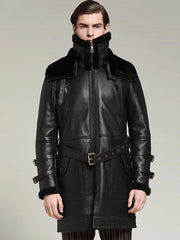 Men Black Fur Long Coat