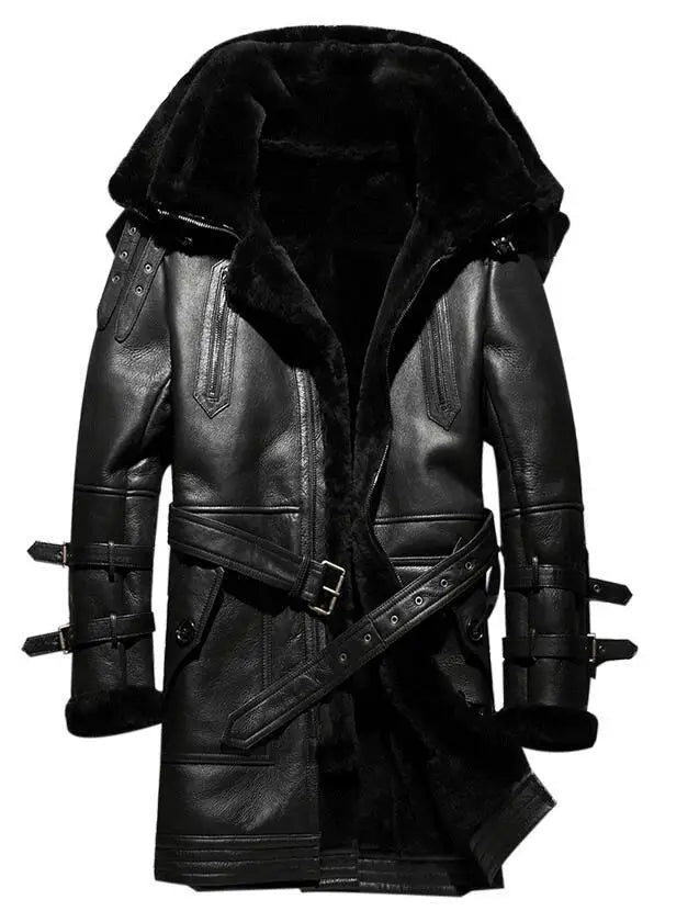 Men Black Fur Long Coat