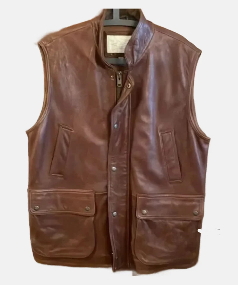  NewGirlS03MaxGreenfieldBrownLeatherVest