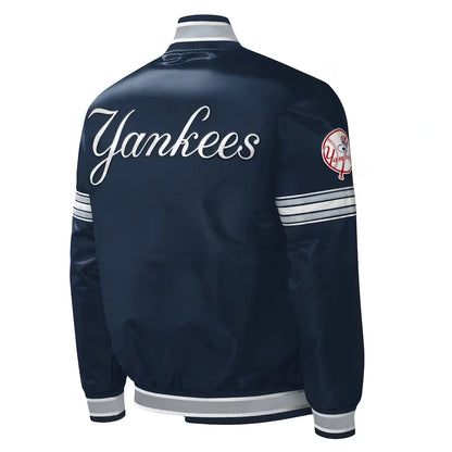 NewYorkYankeesMidfieldFull-SnapNavySatinVarsityJacket