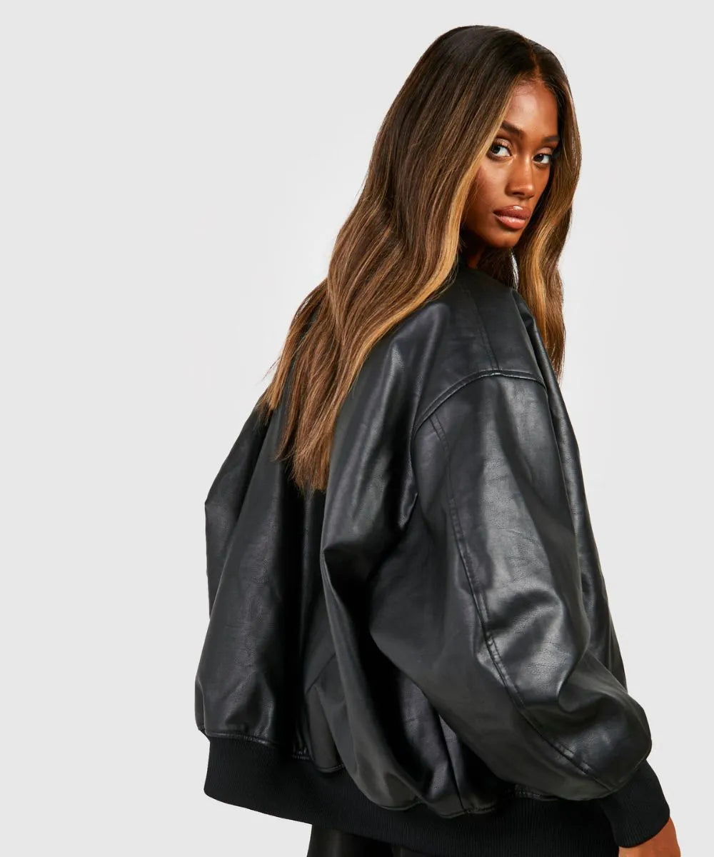 Oversized Leather Bomber Jacket