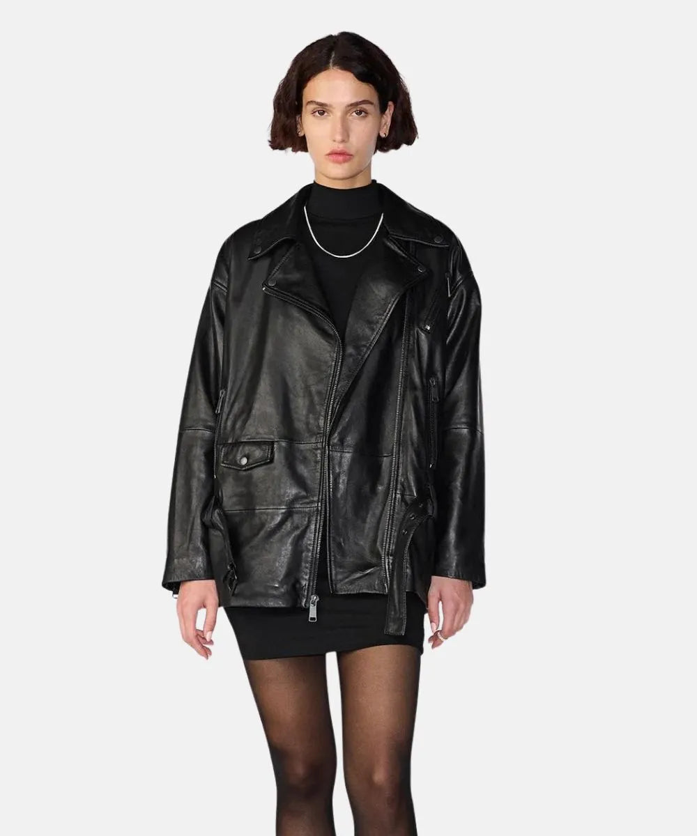 Oversized Moto Leather Jacket
