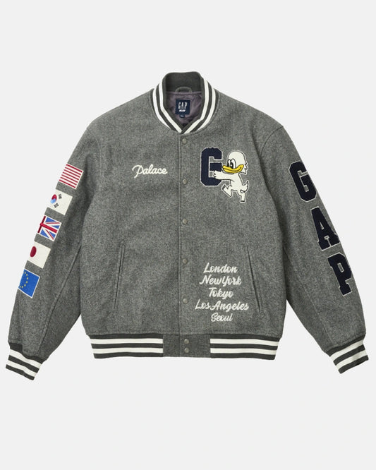 Palace x Gap Varsity Jacket Grey